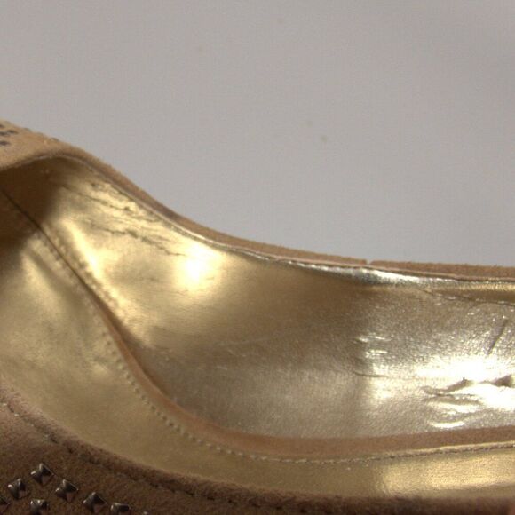 Antonio Melani Leather Suede Studded Elegant Brown Peep-Toe Heels Size 8.5 - Picture 9 of 11